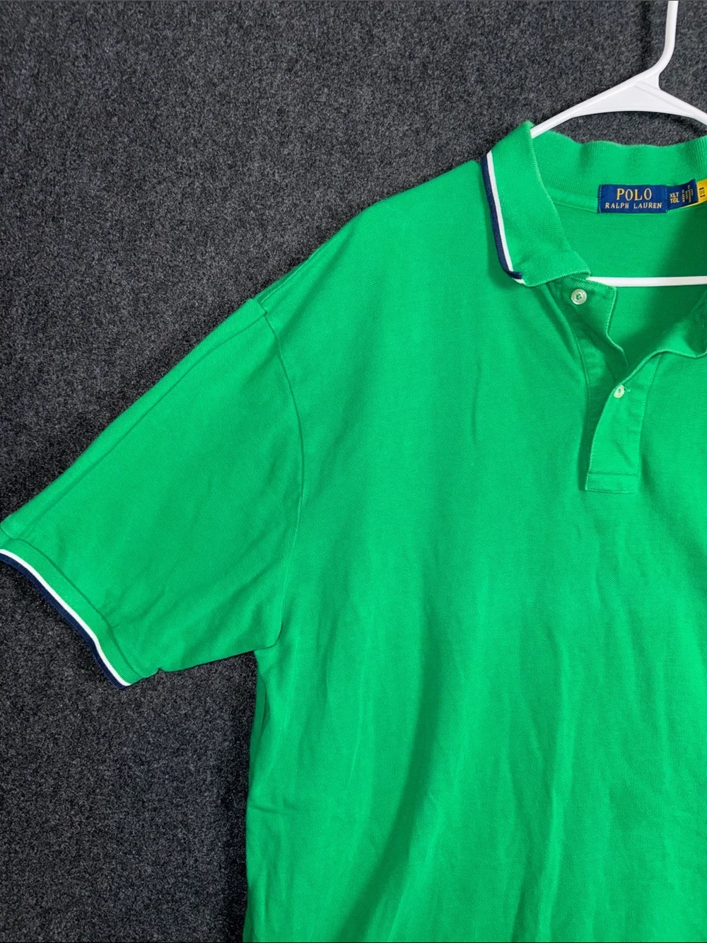 Polo Ralph Lauren Mens Green Tipped Pique Polo Shirt XLT Tall Short Sleeve